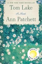 Cover image of Tom Lake by Ann Patchett, featuring a blue-green background with lots of white flowers